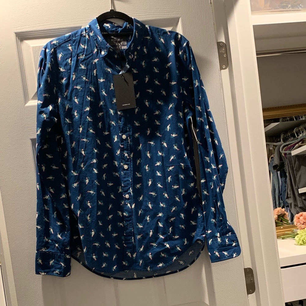 Bonobos blue men’s cockatiel shirt
